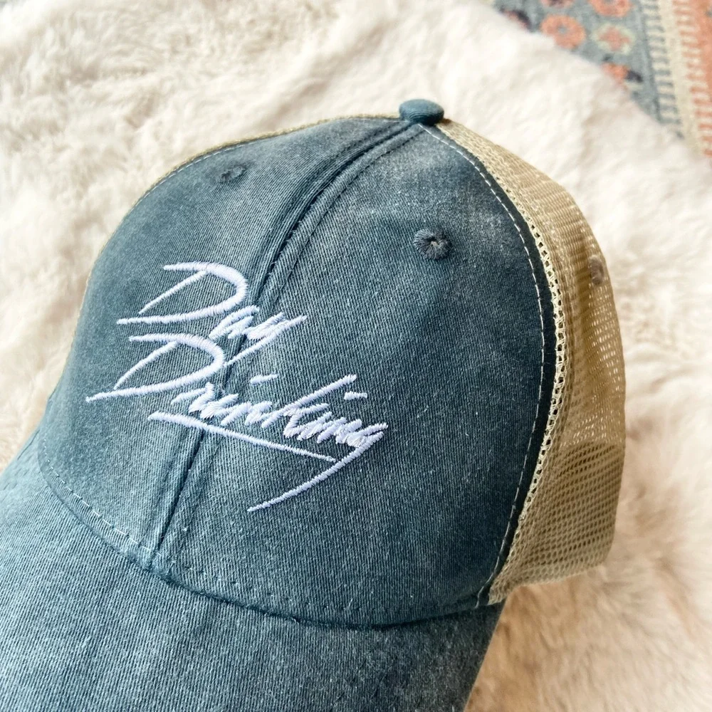 NEW Trucker hat Day Drinking distressed baseball cap women’s baseball mesh OSFM